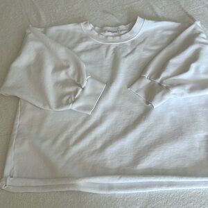 Perfect White Tee - Niall Cotton Fleece 3/4 Crewneck Sweatshirt- Size Large